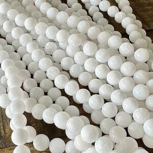 10mm White Jade Round Bead Strand